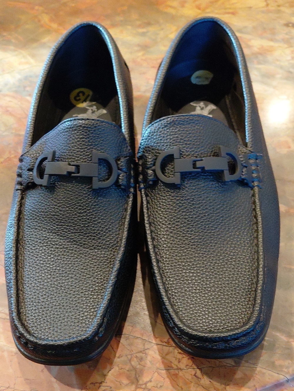 Beverly Hills Polo Club Black Pebbled Leather Bit Loafers